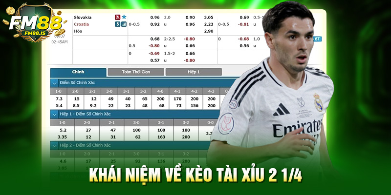 Khái niệm về kèo tài xỉu 2 1/4 là sao